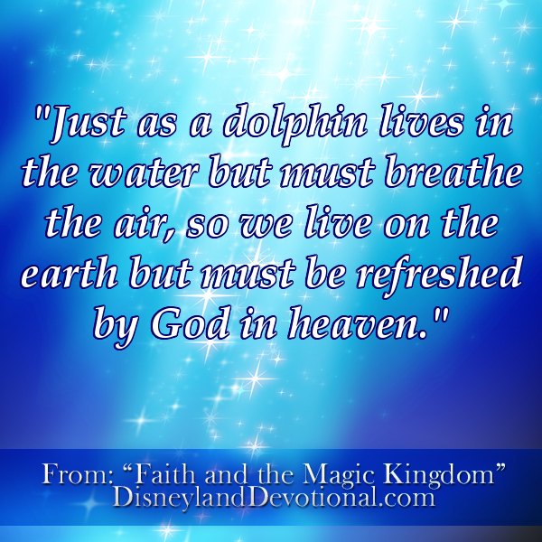 “Just as a dolphin lives in the water but must breathe the air, so we live on the earth but must be refreshed by God in heaven.”